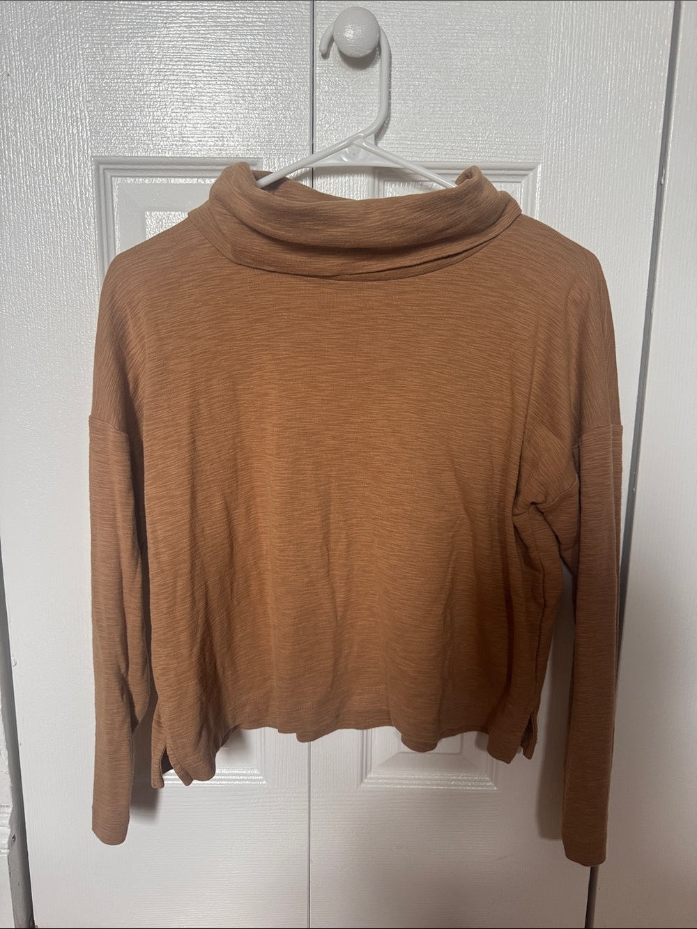 Banana Republic XXSP Cropped Lightweight Turtleneck Top in Warm Brown